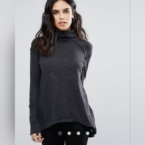 Free People Long Sleeve Turtleneck Tee Gray Long Sleeve Small